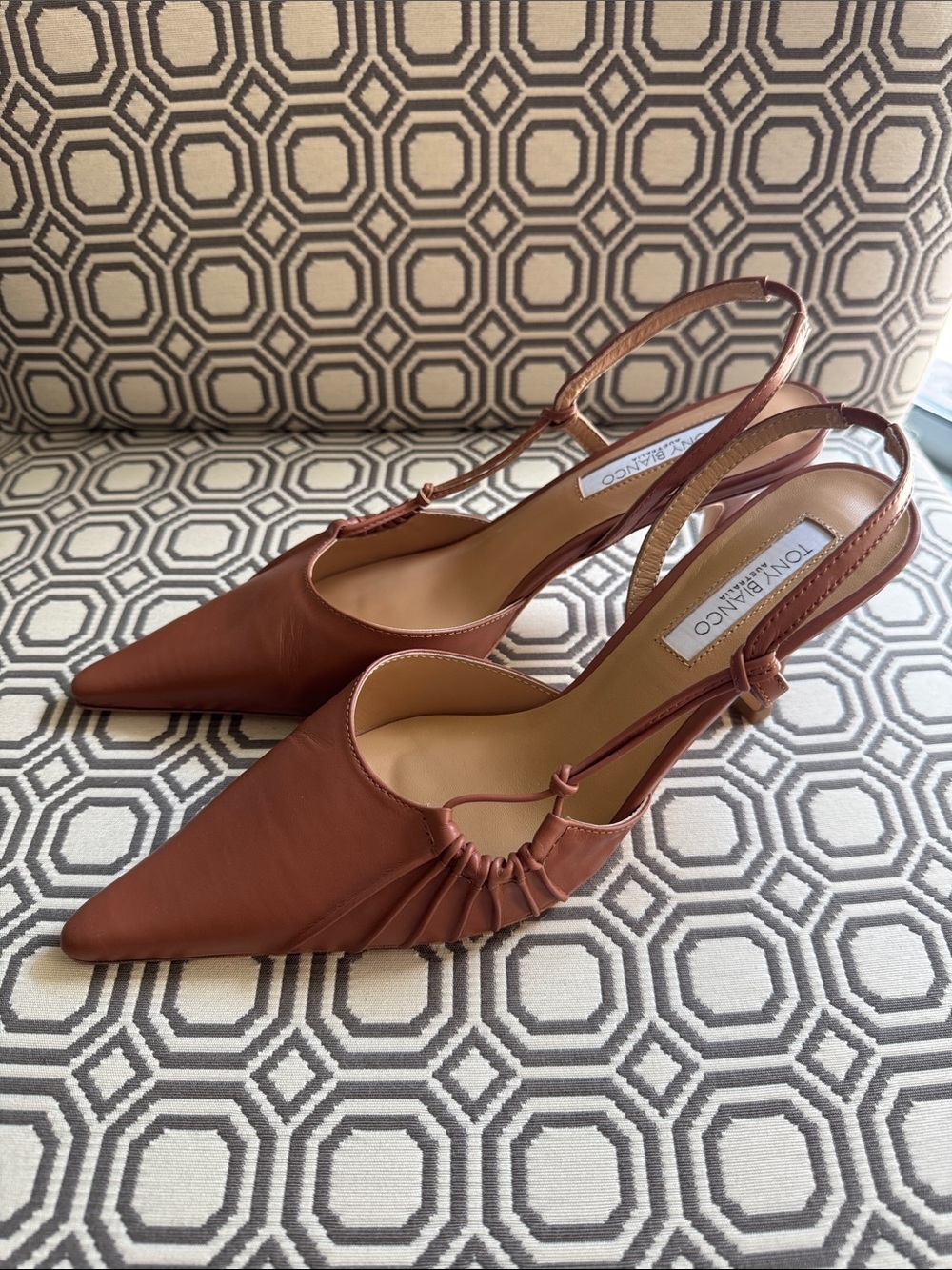 Tony Bianco Brown Pointed Slingback Heels - Sakai Tan - NWT